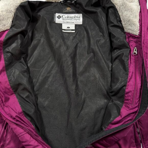 Columbia Sportswear Women’s Jacket L Purple Faux Fur Lined Omni-Heat Coat - Picture 3 of 6